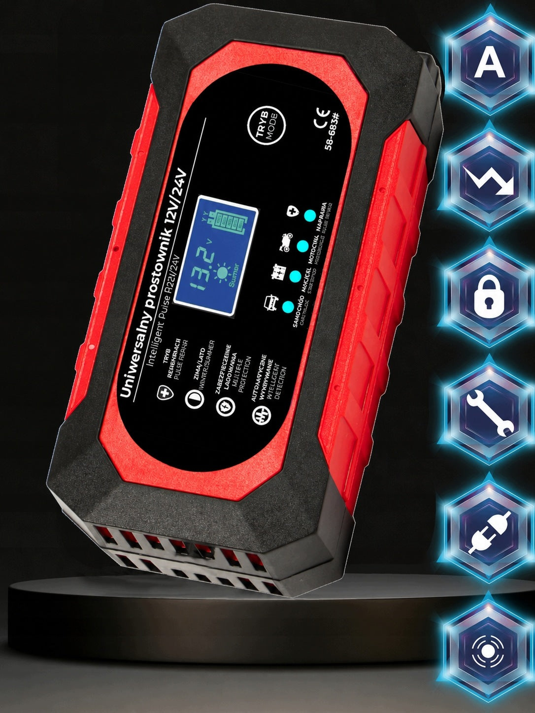 AUTOMATIC SMART RECTIFIER BATTERY CHARGER LCD 24V 12V 8A Packaging status original