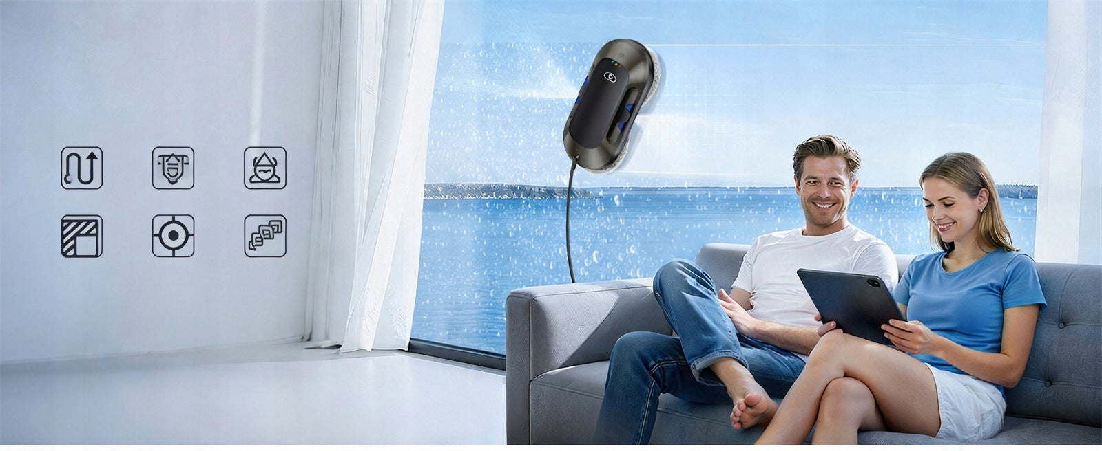 AUTOMATIC WINDOW CLEANING ROBOT 6000PA REMOTE CONTROL NAVIGATION Manufacturer code Robot do mycia okien Weep i2pro