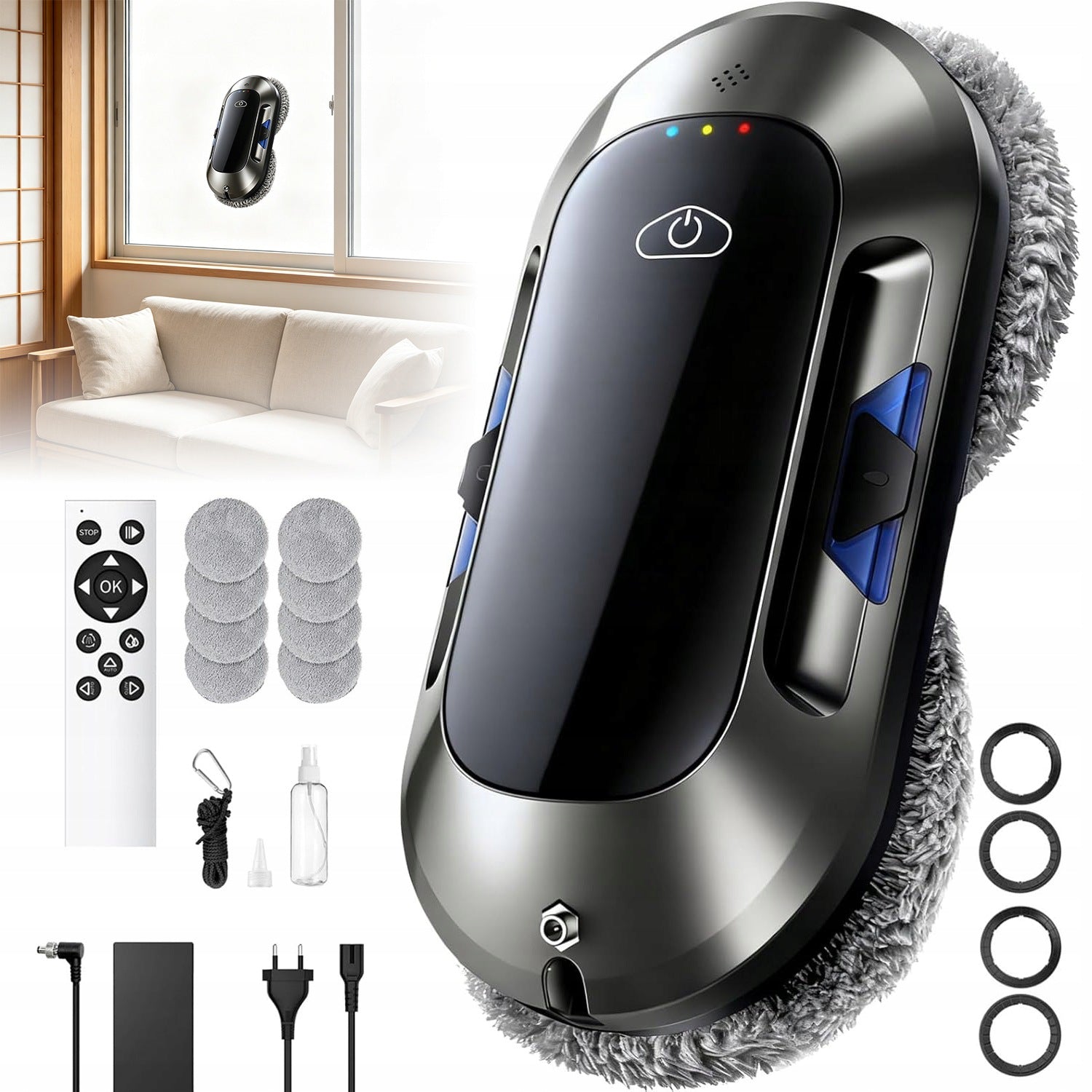 AUTOMATIC WINDOW CLEANING ROBOT 6000PA REMOTE CONTROL NAVIGATION
