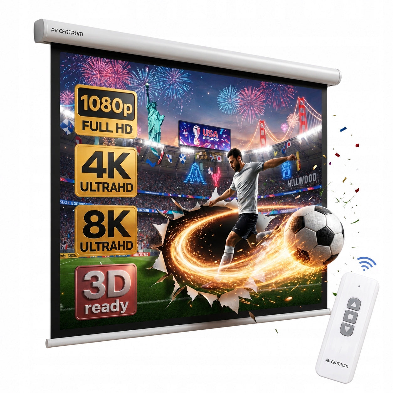 AVC-E199 100" 200x150 AVCENTRUM ELECTRIC WALL PROJECTION SCREEN Packaging status original