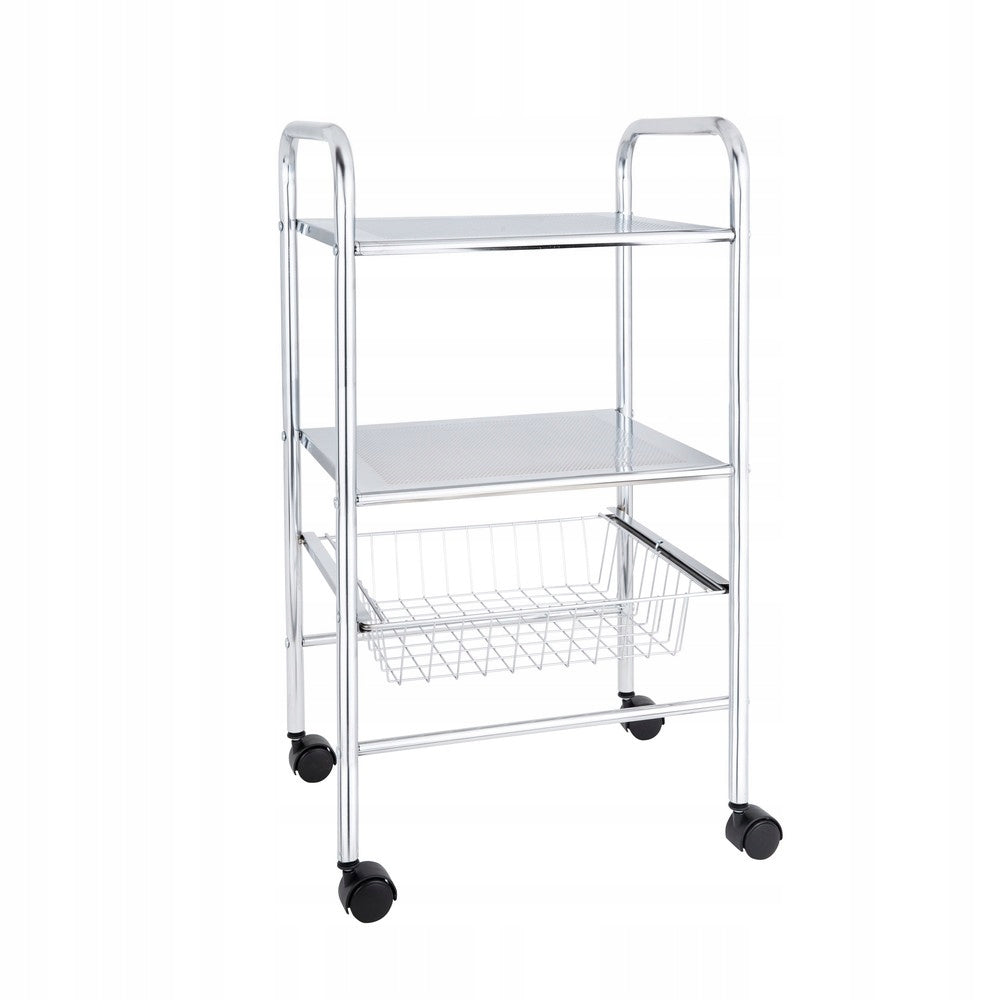AWD Interior BATHROOM RACK ON WHEELS BATHROOM CABINET 2 SHELVES BASKET