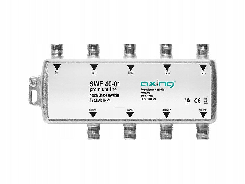 AXING TV-SAT 4 QUAD + DVB-T MULTISWITCH ANTENNA SIGNAL SUMMATOR