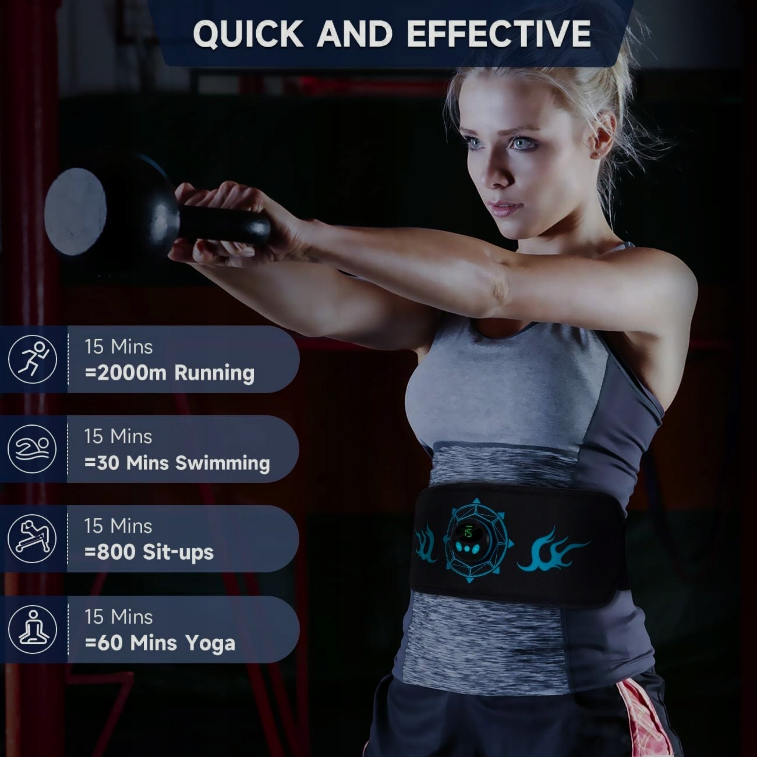 Abdominal Muscle ElectroStimulator Slimming Belt UNIVERSAL ABS 6 Modes Color black