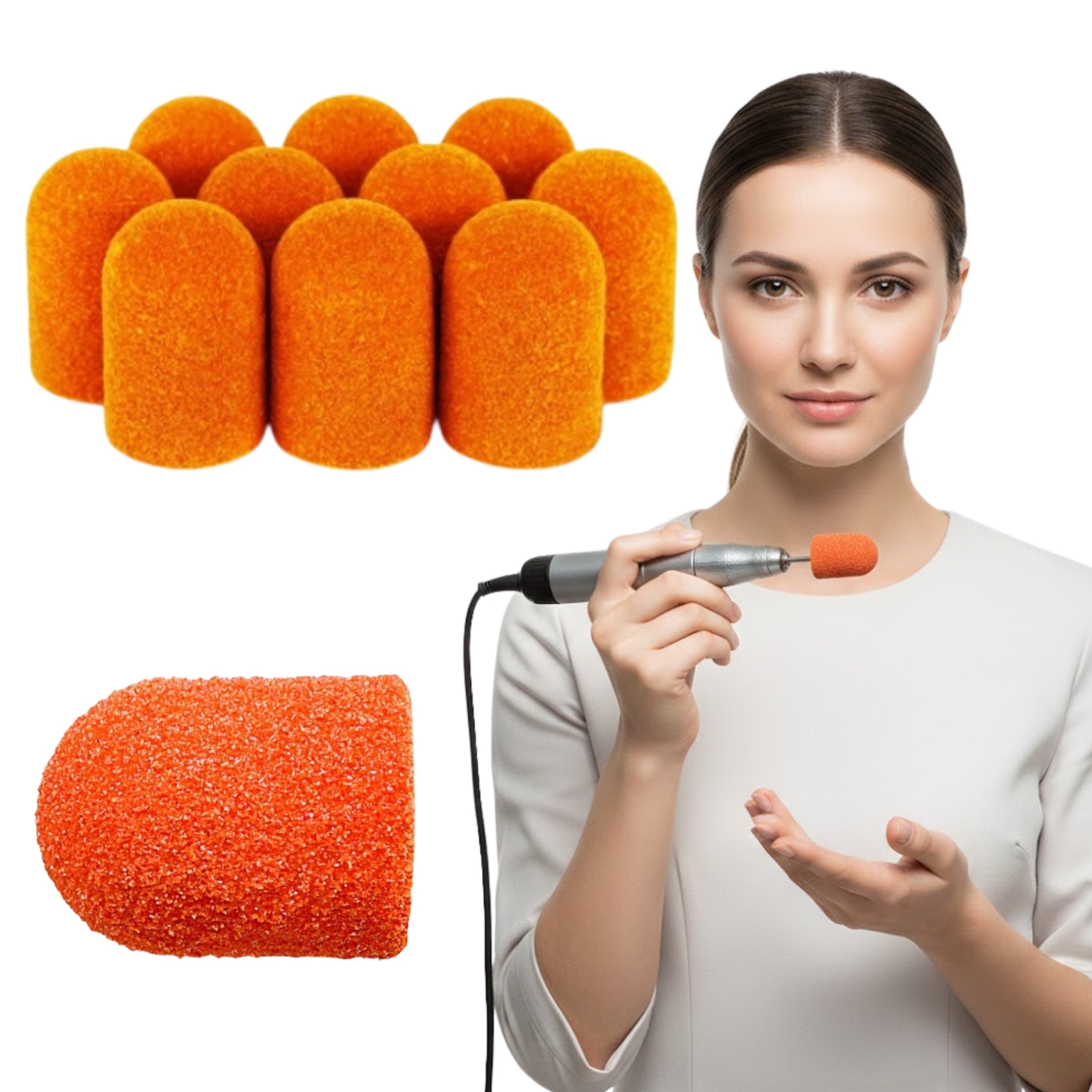 Abrasive caps for cutters gradation 80 10mm for pedicure LUKAS 10pcs