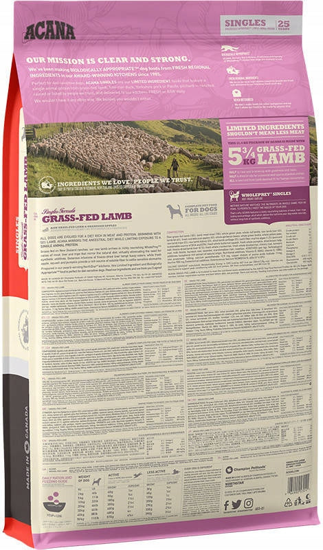 Acana Singles Grass-Fed Lamb Dry Dog Food Lamb 11,4 kg Manufacturer code 064992570125
