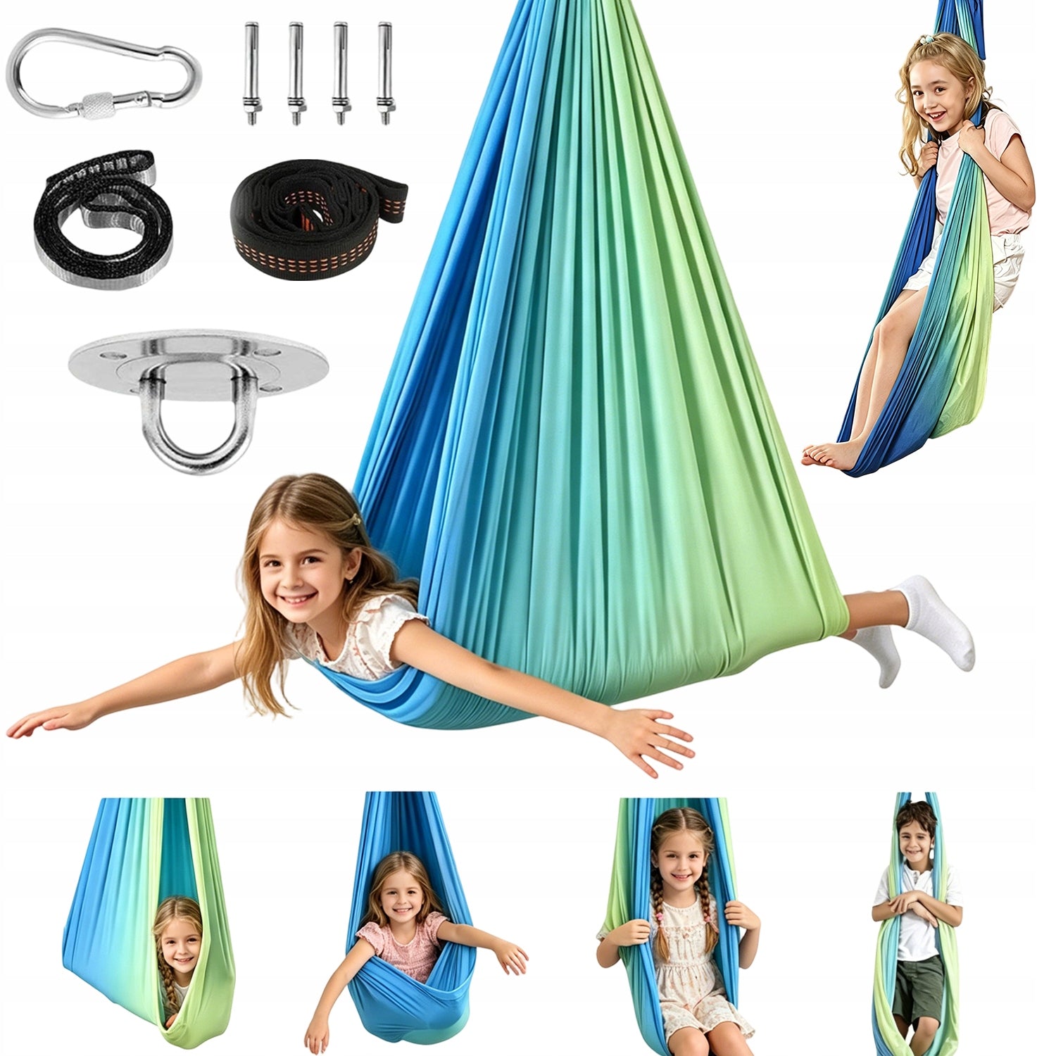 Acrobatic Hammock Kids Sensory Swing Yoga Sling 280x150cm Children Adult