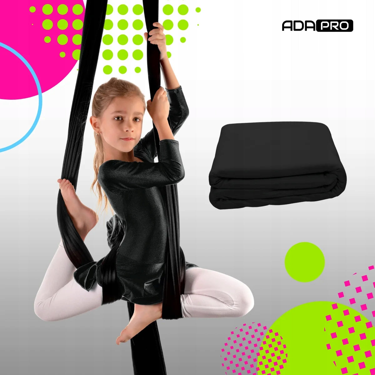 Acrobatic Sash - Aerial Silk - Black - Basic Black Cat - on Meters