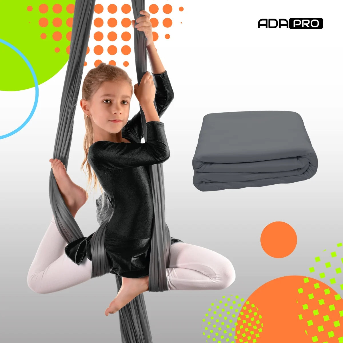 Acrobatic sash - Aerial Silk - Basic Graphite - on Meters