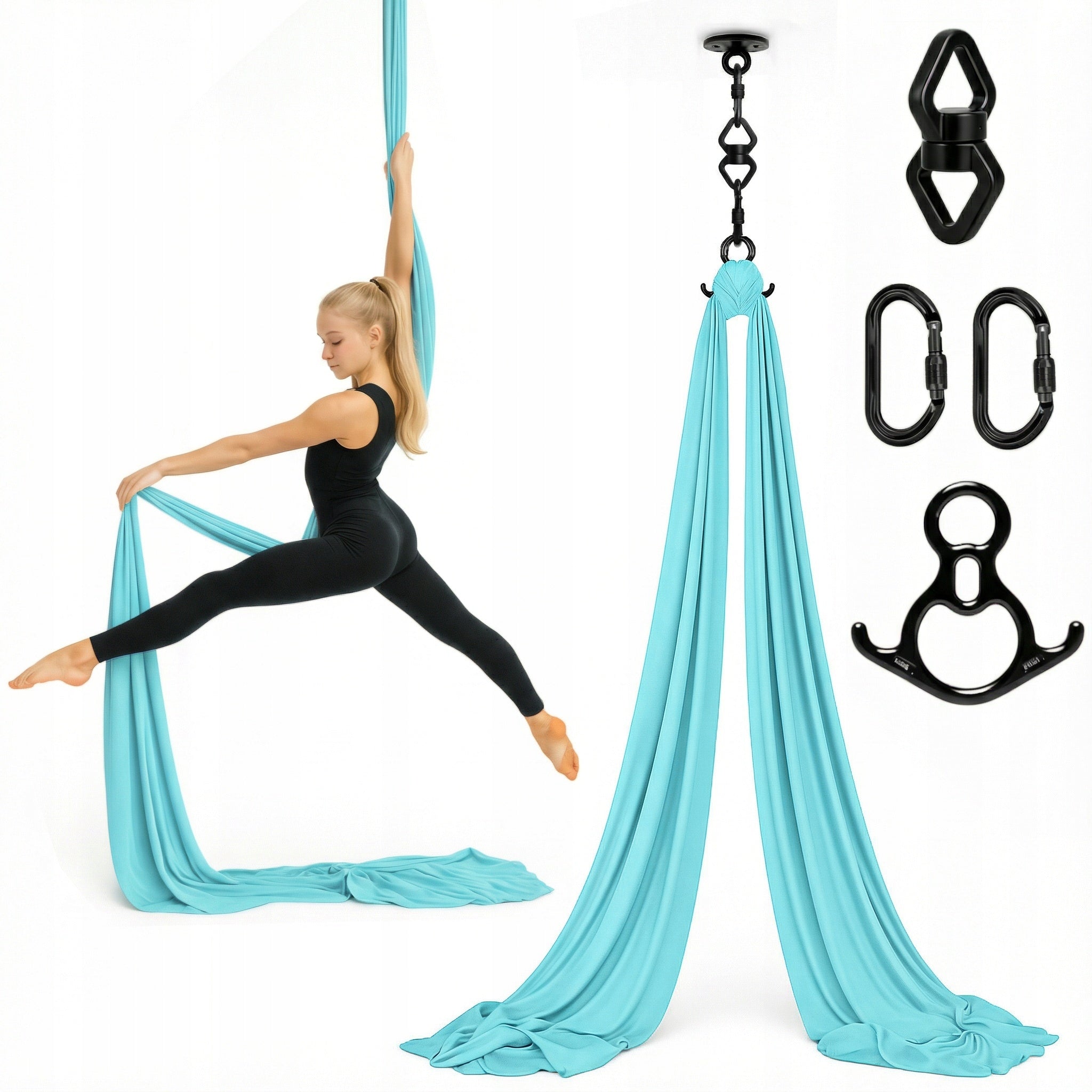 Acrobatic sash aerial silk | 6 m | Light blue