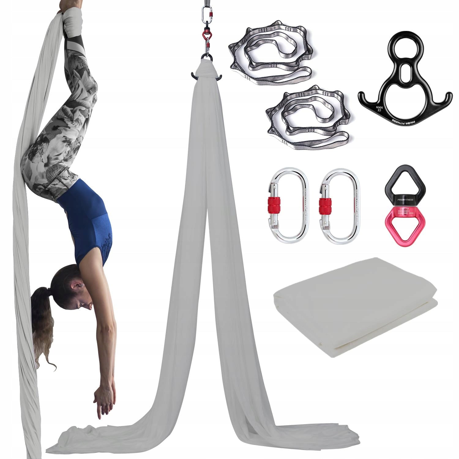 Acrobatic sash, scarf aerial silk multifunctional 6 m grey