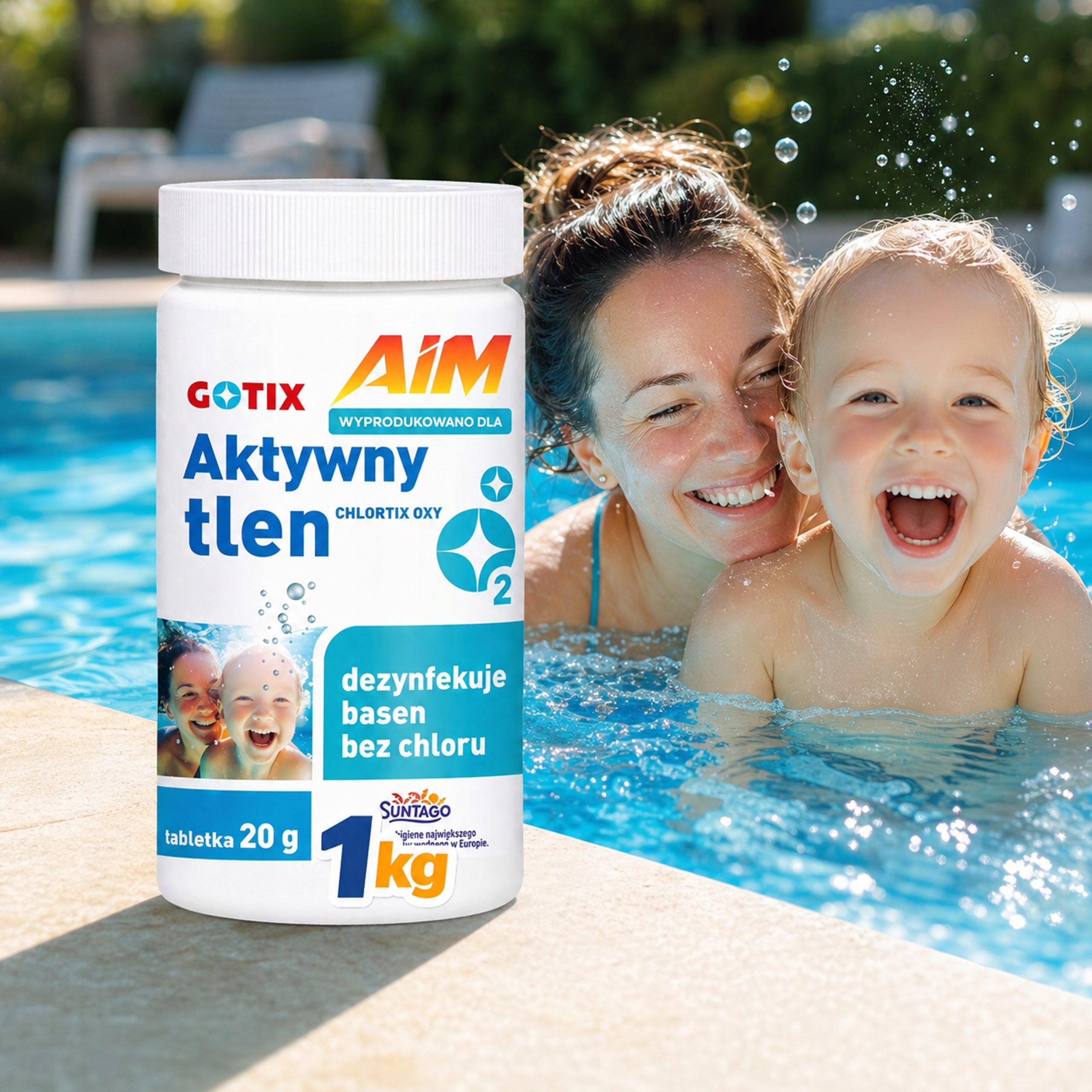 Active Oxygen for Swimming Pool Jacuzzi SPA Pool Chemistry without Chlorine Tablets 1KG Manufacturer code Aktywny Tlen do Basenu tabletki 1 KG AIM