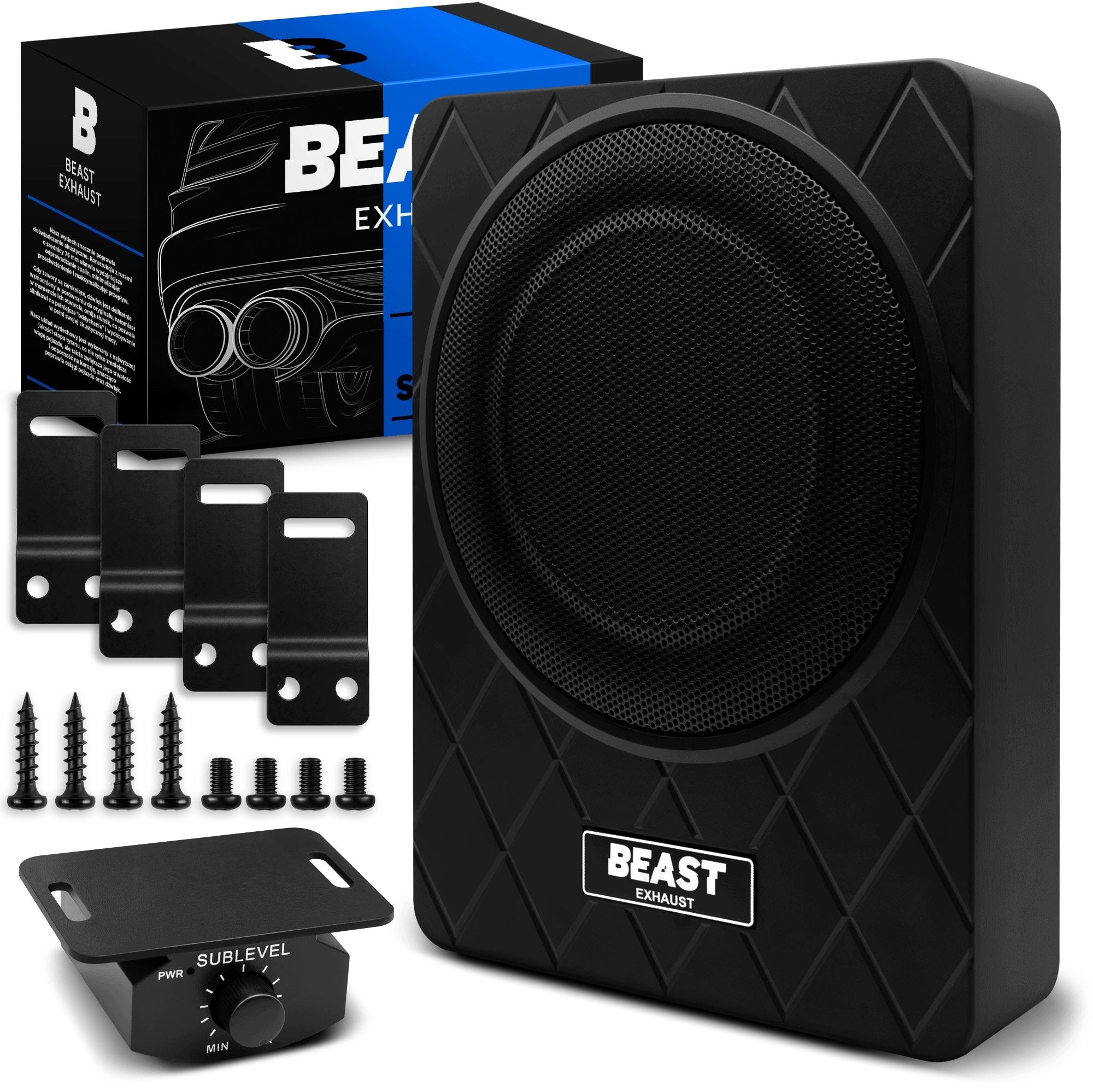 Active Subwoofer Seat Speaker 200W RMS 18dB Flat Aluminum Remote Control