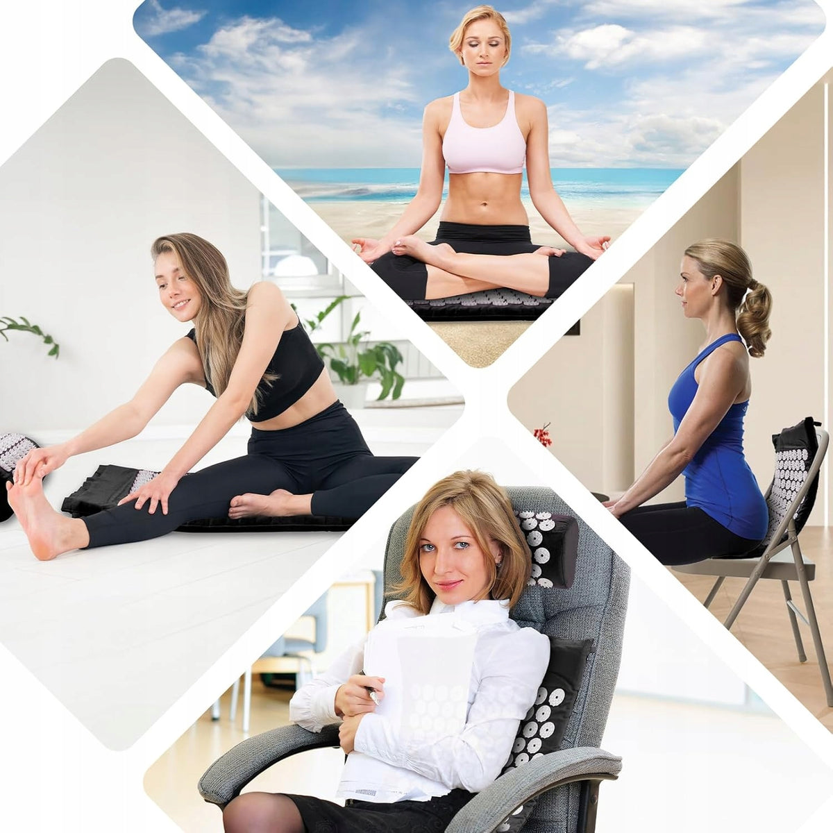 Acupressure Mat with Cushion Black Spikes STIMULATES HEALTH CIRCULATION Manufacturer code mata w zestawie z poduszką