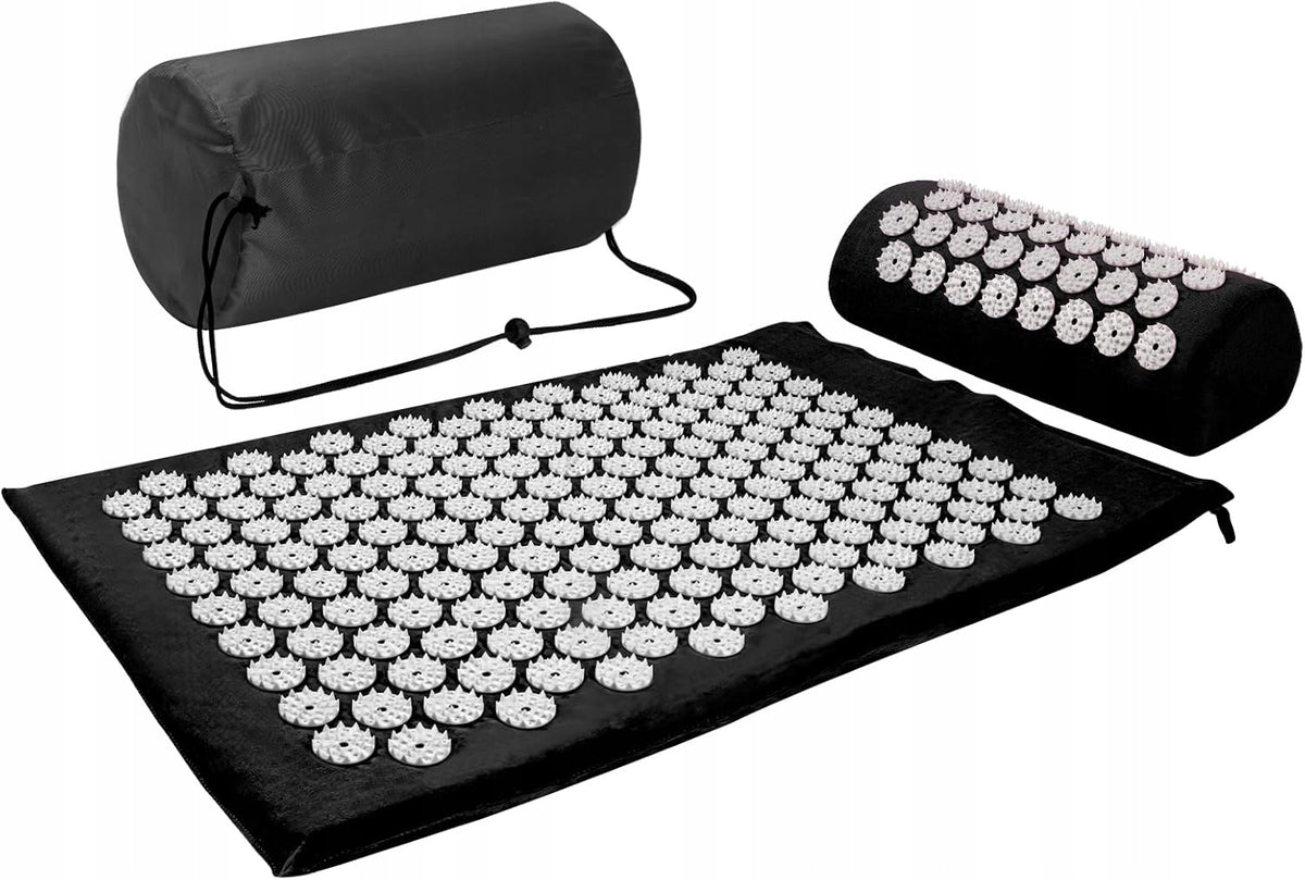 Acupressure Mat with Cushion Black Spikes STIMULATES HEALTH CIRCULATION
