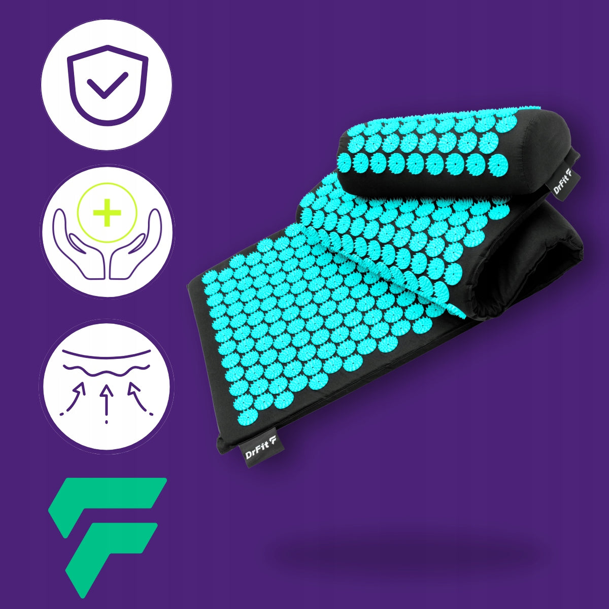 Acupressure Mat with Spikes + Pillow Long Health Mat Back Massage Packaging status original