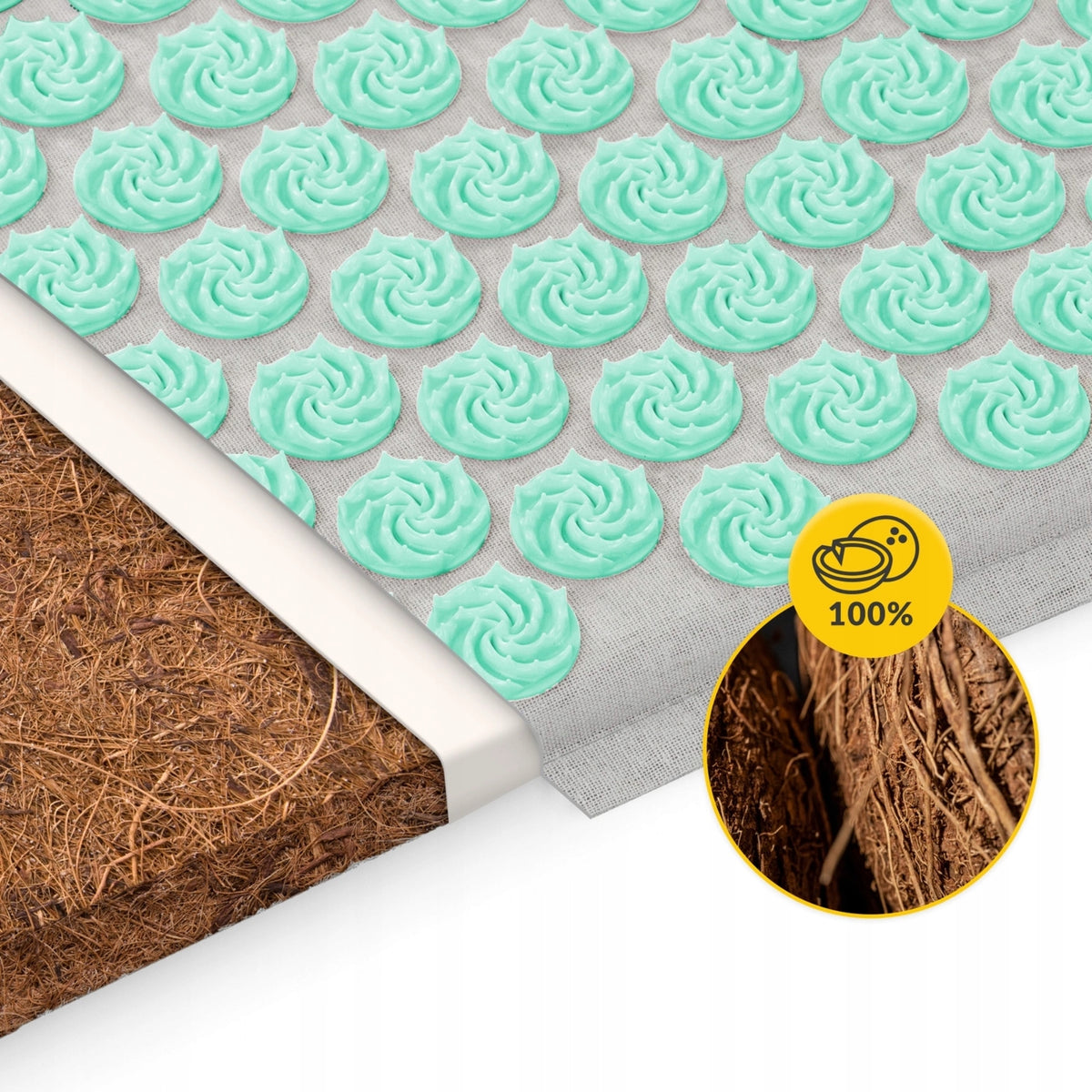 Acupressure mat 4FIZJO linen with buckwheat scales 68 x 42 cm grey-mint Packaging status original