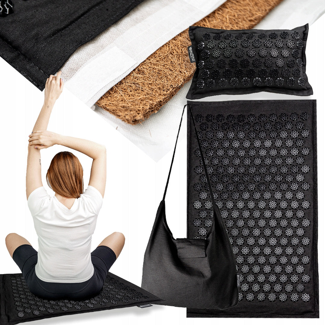 Acupressure mat INZENI Premium with spikes, coconut fiber pillow massage