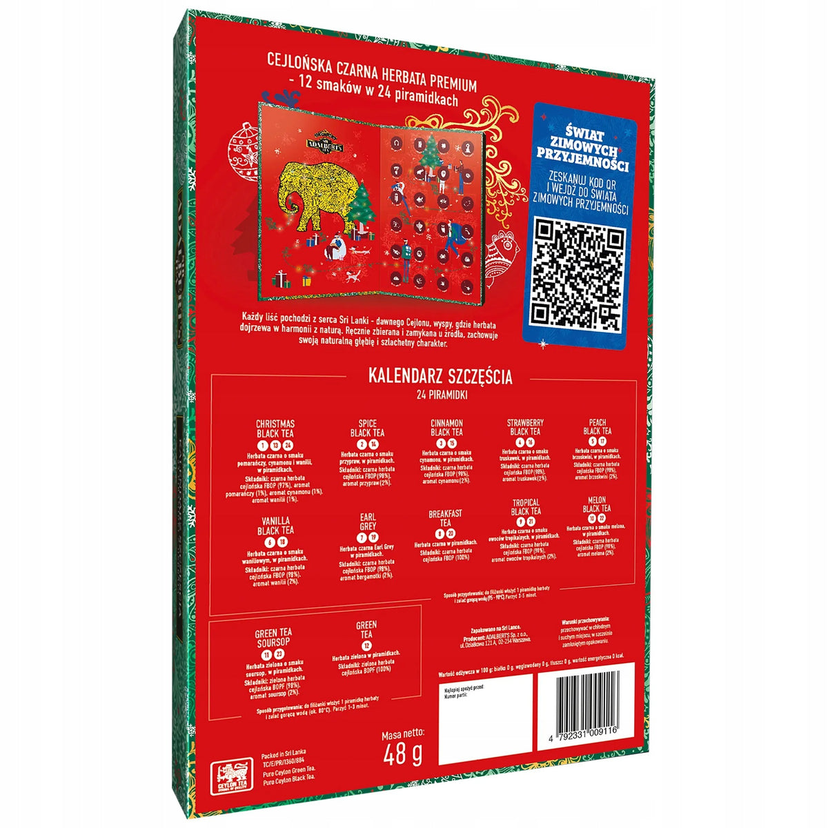 Adalbert's Tea Advent HAPPINESS CALENDAR with Pyramid Teas 48 g Manufacturer code 4792331009116
