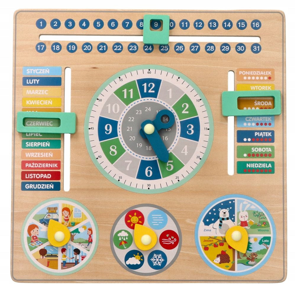 Adam Toys Wooden Educational Calendar for Children 34 cm
