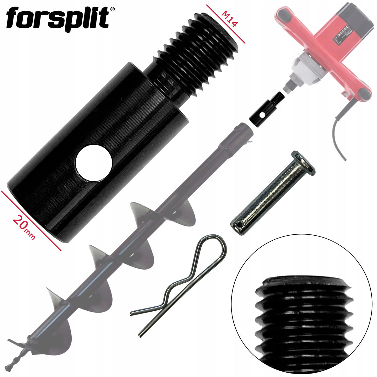 Adapter for agitator - Agitator M14 > Soil drill 20 mm / drill bit Batteries included no