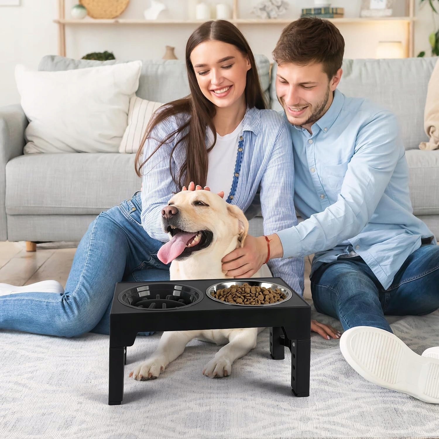 Adjustable Dog Bowl Stand: 2x Stainless Steel and Slowing Packaging status original