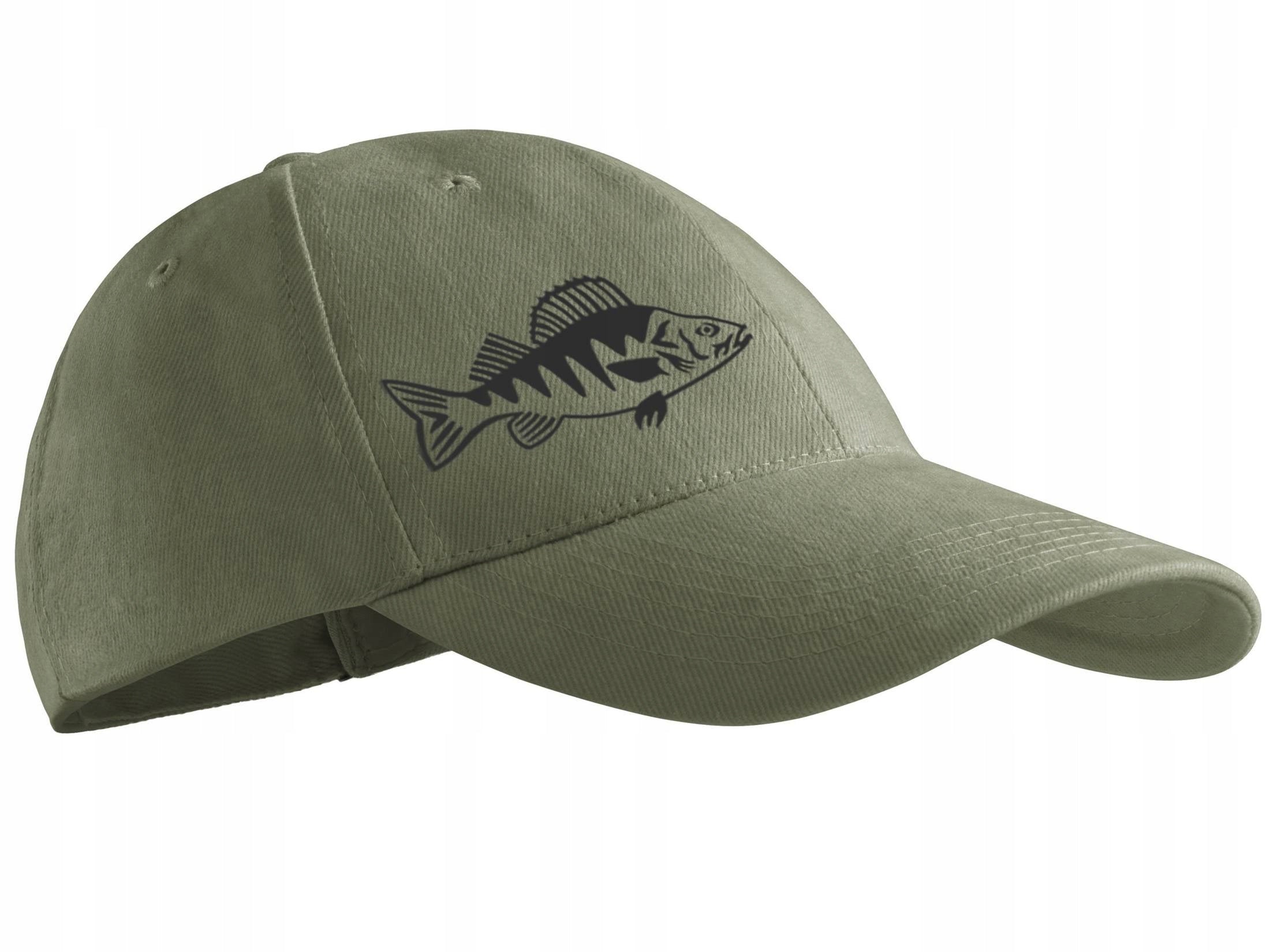 Adjustable Fishing Cap with Print PERCH - Gift for Fisherman Color green