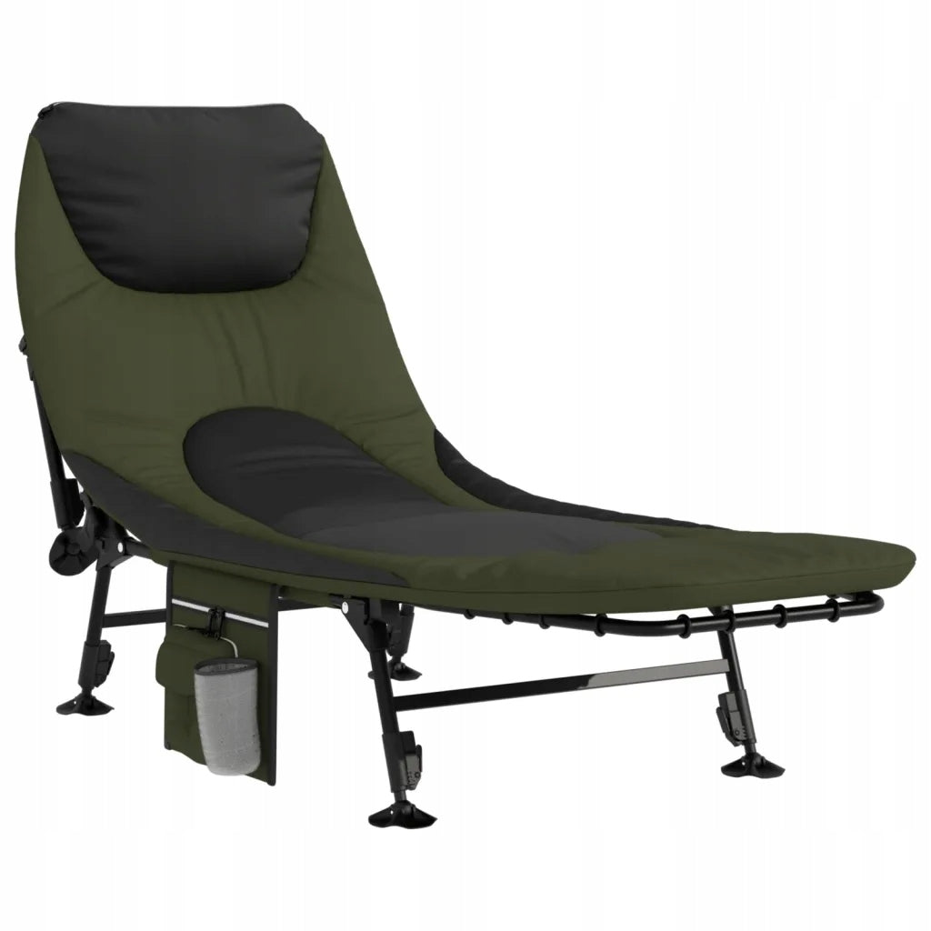 Adjustable Folding Fishing Bed, Green & Black, 196x75x32-100