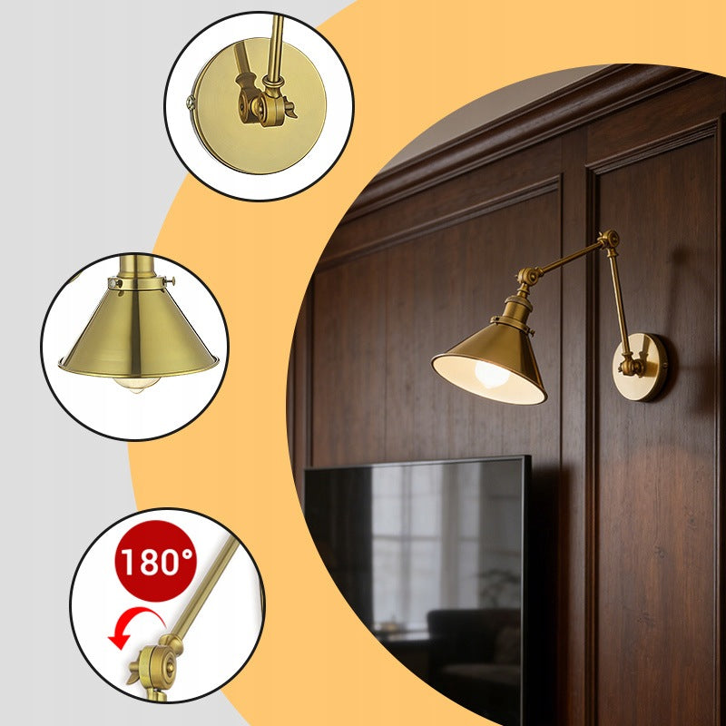 Adjustable Gold Wall Lamp Swing Arm Spotlight E27 Retro Wall Light Fixture Manufacturer code G06620493703189