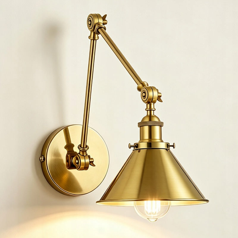 Adjustable Gold Wall Lamp Swing Arm Spotlight E27 Retro Wall Light Fixture Packaging status original