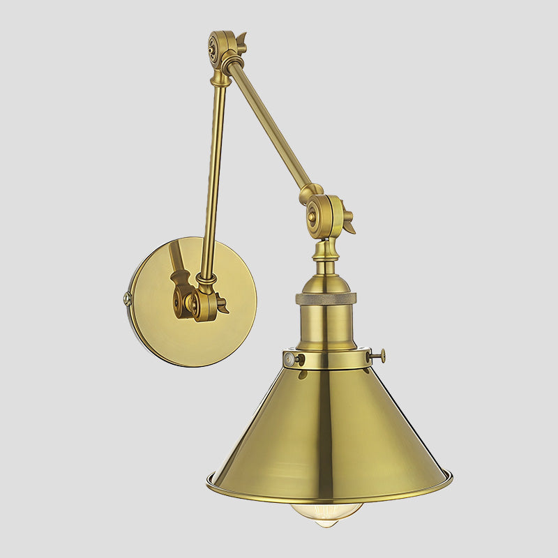 Adjustable Gold Wall Lamp Swing Arm Spotlight E27 Retro Wall Light Fixture