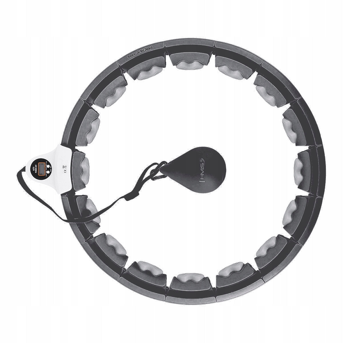 Adjustable Hula-Hoop HHW06 with weight plate and counter HMS - black