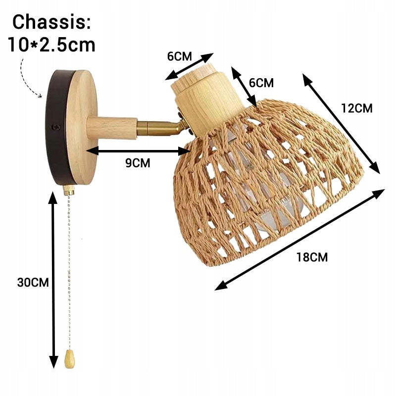 Adjustable Wall Lamp Handwoven Paper Rope Shade E27 Wall Light Fixture Packaging status original