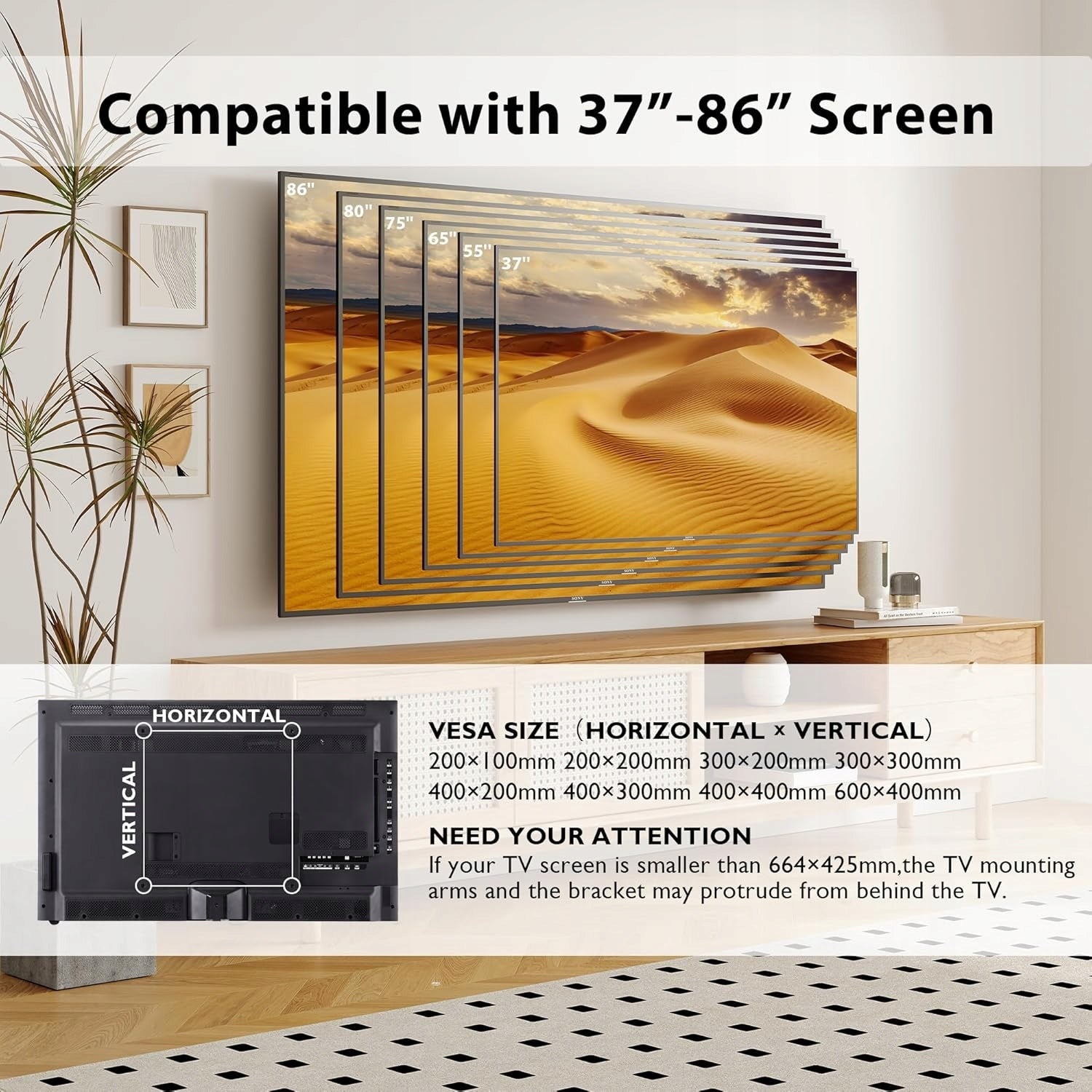 Adjustable Wall Mount for TV 37-86" Bontec CT136 up to 65 kg Manufacturer code CT136