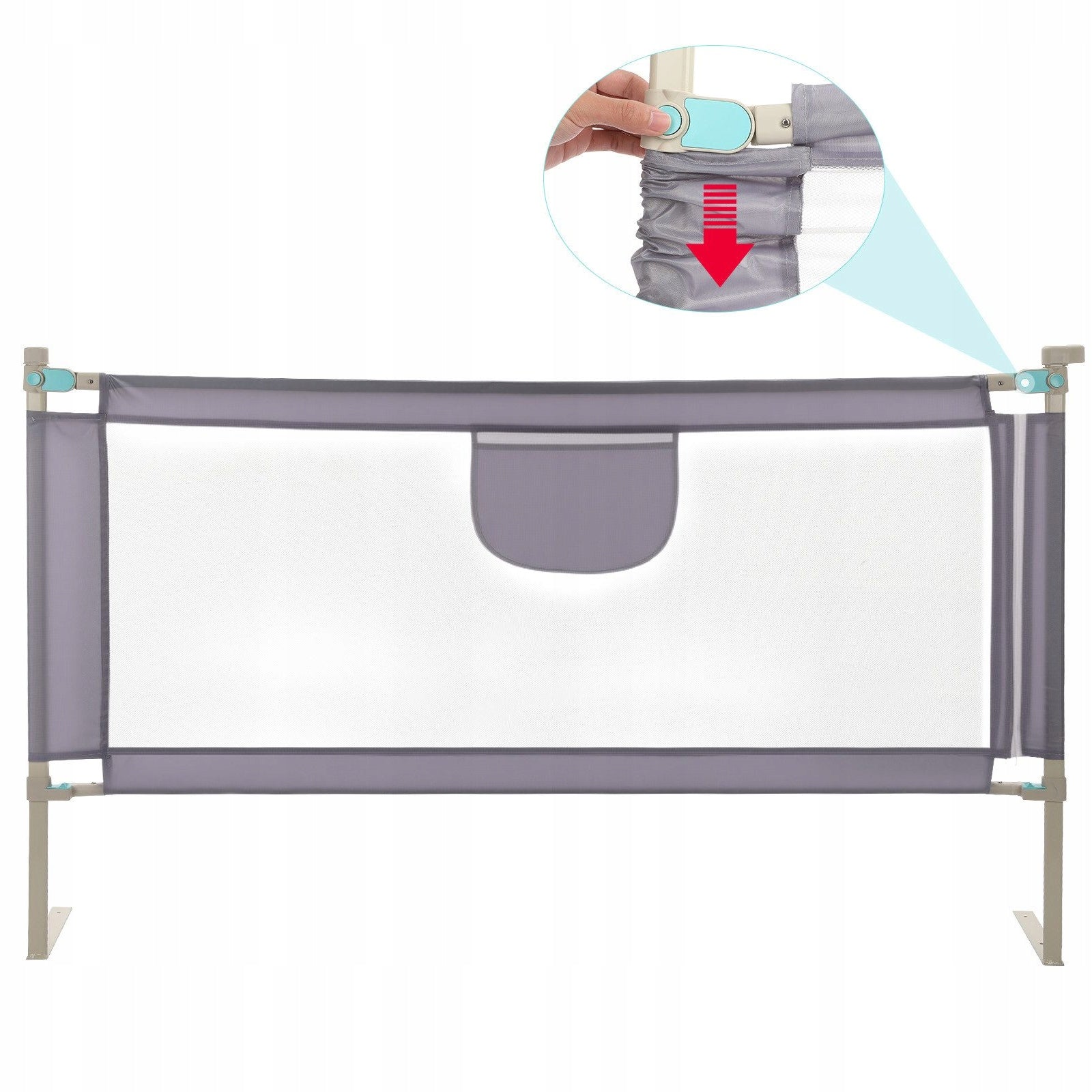 Adjustable bed barrier 140x70 cm grey