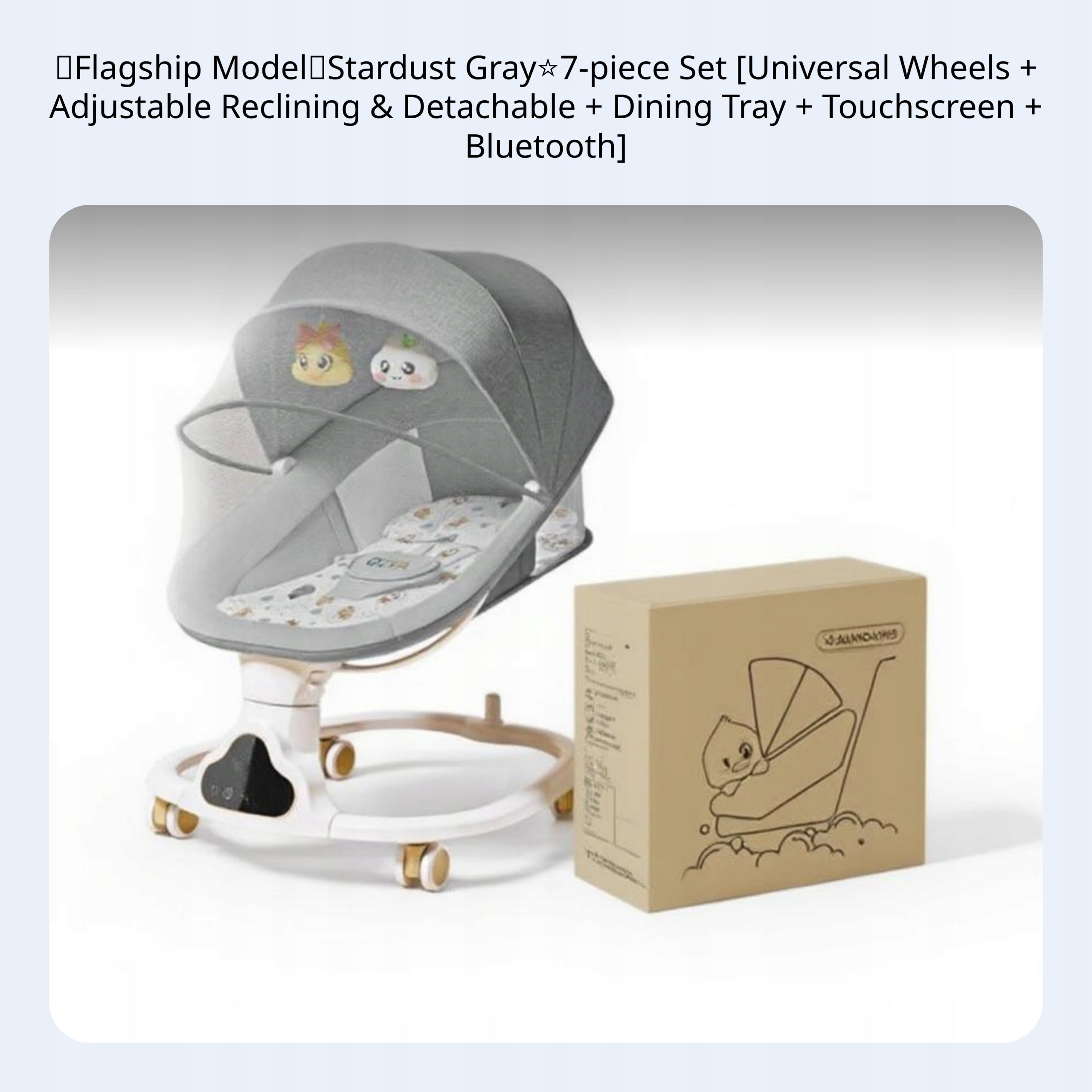 Adjustable recline electric baby rocker FS Szary 7szt Packaging status original