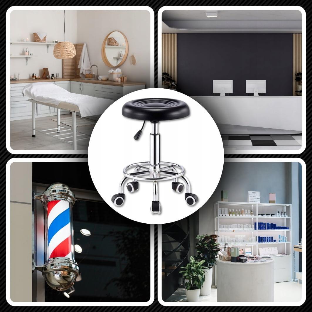 Adjustable swivel leather hairdressing chair black - soft wheels Upholstery color black