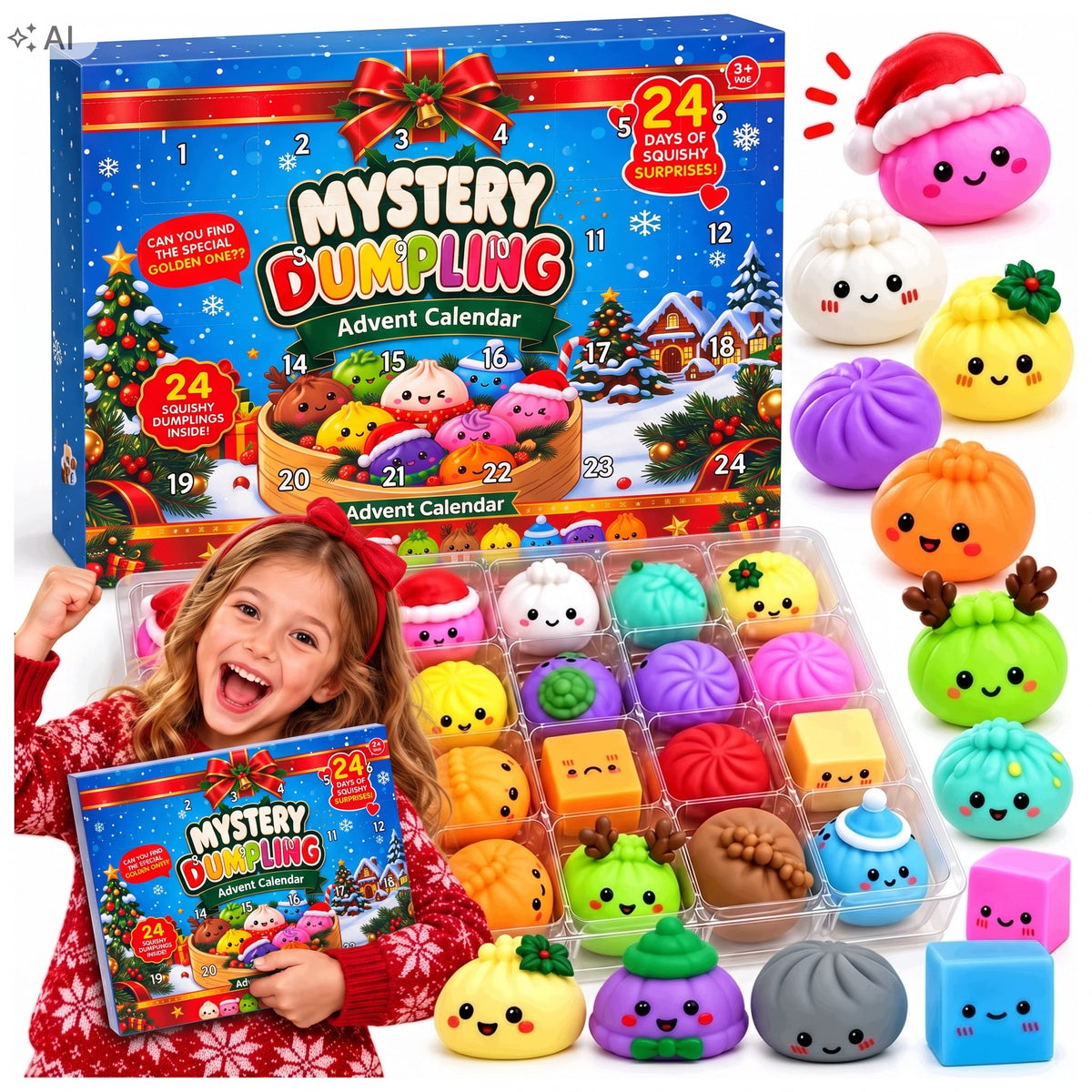 Advent Calendar 2026 with Squishy Dumplings Santa Claus Gift Packaging status original