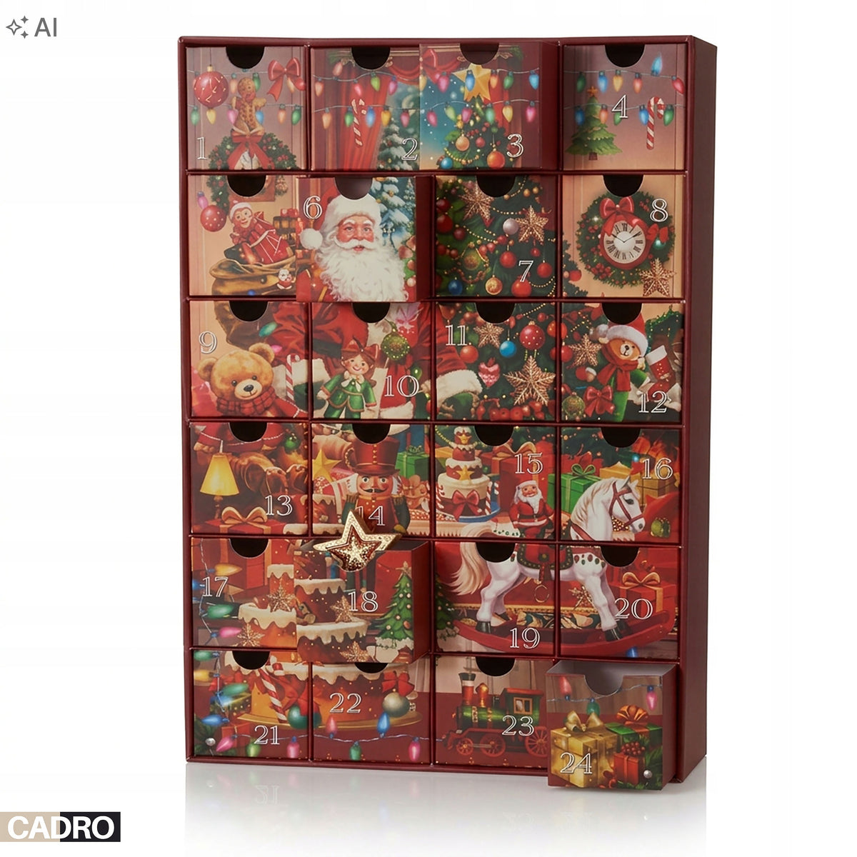 Advent Calendar 24 Drawers to Complete Empty Christmas Boxes Manufacturer code Kalendarz adwentowy do uzupełnienia czerwony