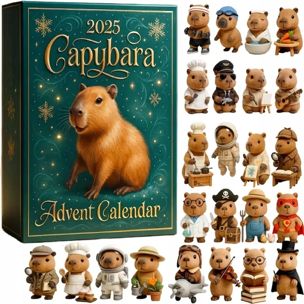 Advent Calendar 2D Capybara 24 Day Set Christmas Gift