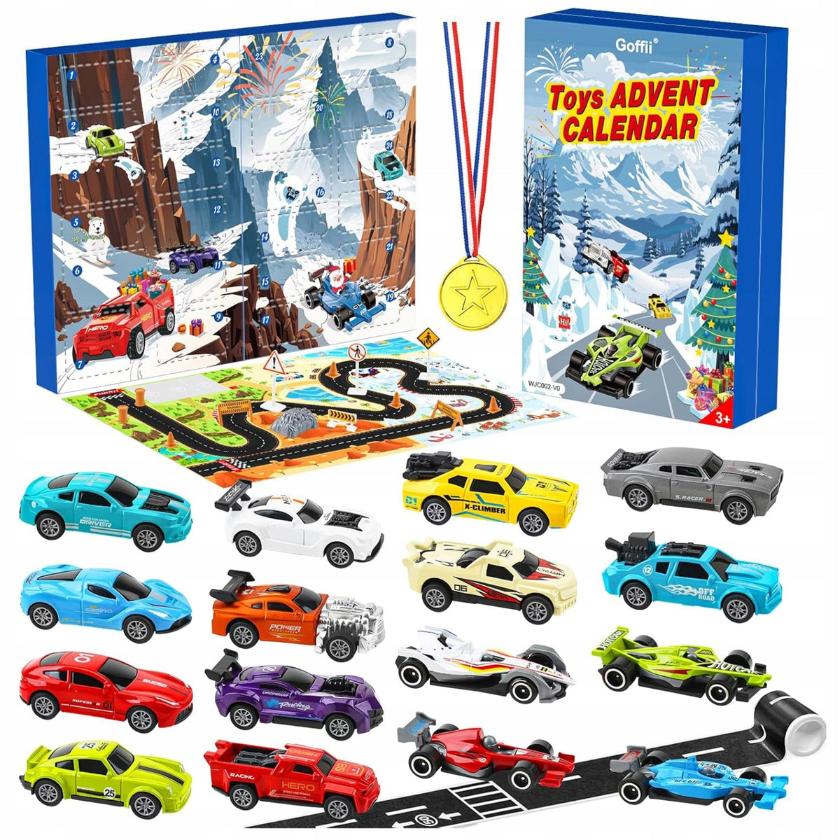 Advent Calendar Cars Racing Gift for Children 6 Cars +Tor Packaging status original