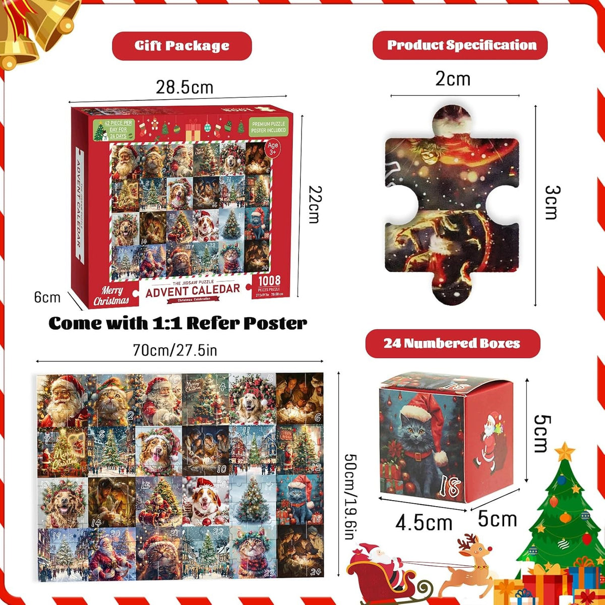 Advent Calendar Christmas Puzzle 24 BOXES, 1008 ELEMENTS m40 Brand no brand