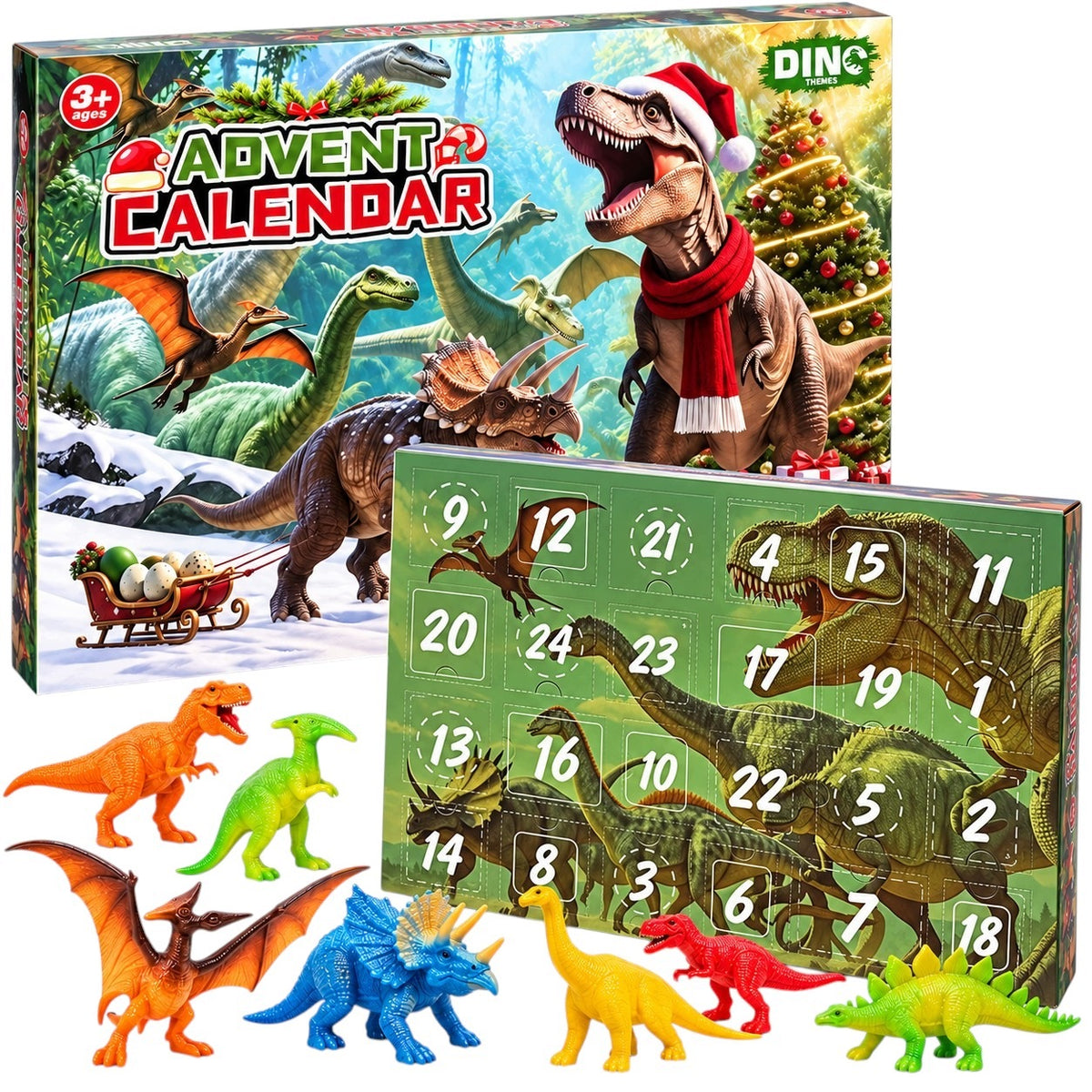 Advent Calendar Dinosaurs 24 Figurines Gift for Children Christmas