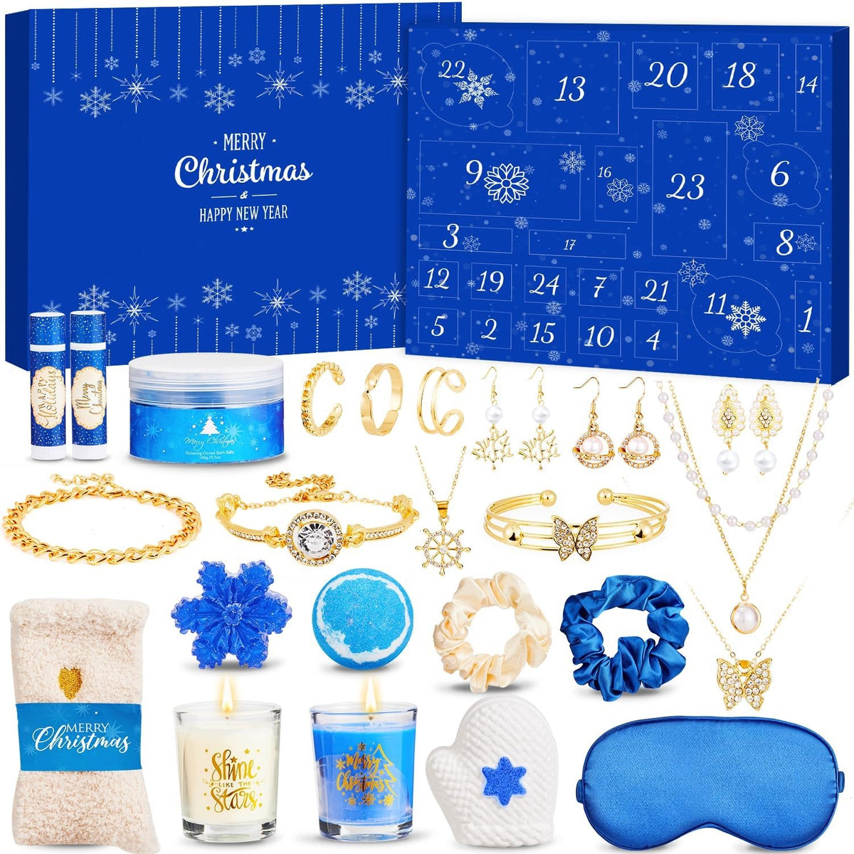 Advent Calendar For Women 24 Days Jewelry SPA Candles Gift