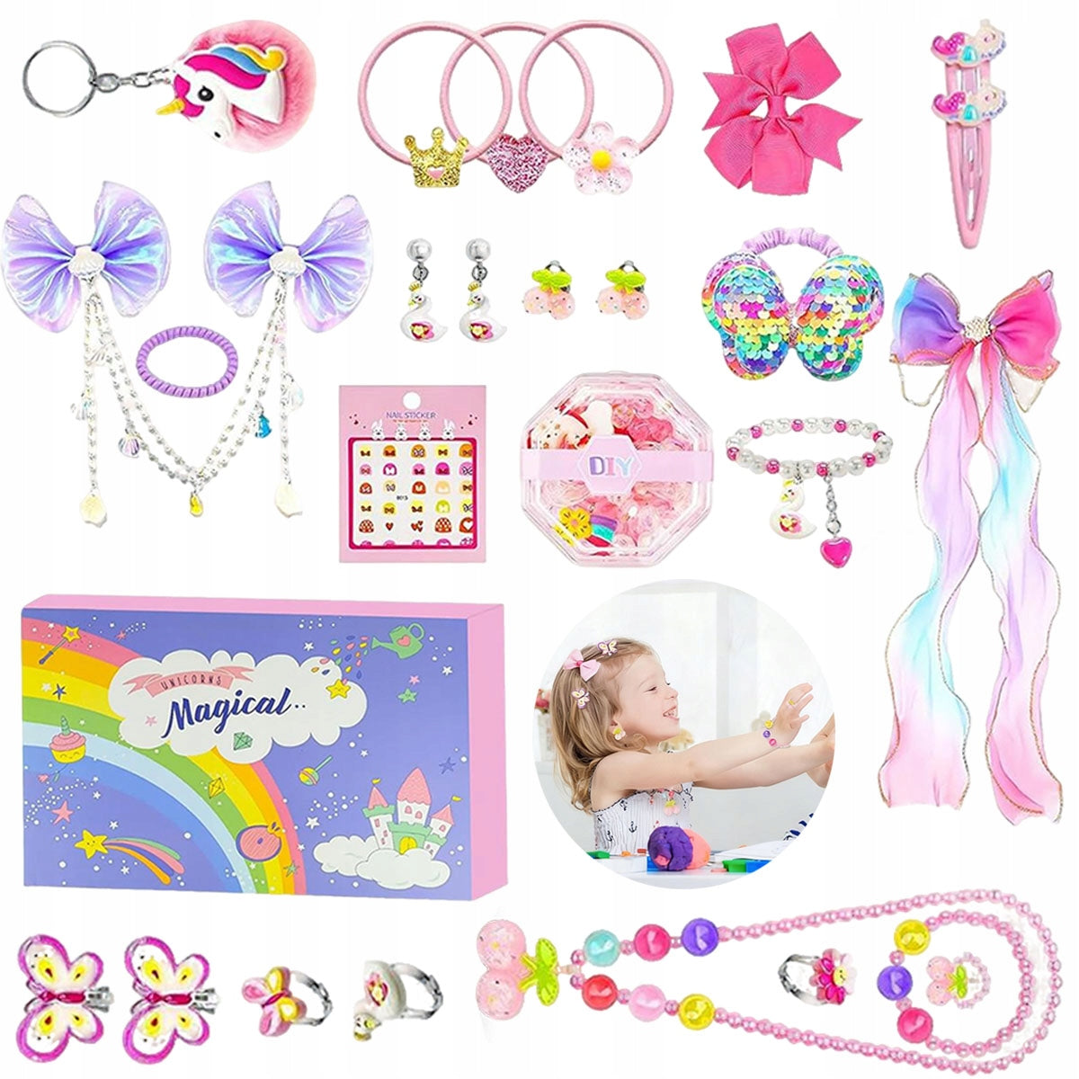 Advent Calendar Jewelry Paper Clips for Girls Princess Unicorn