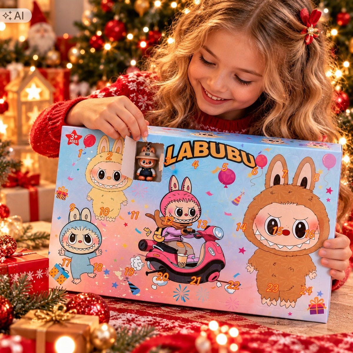 Advent Calendar LABUBU 24 Window Keychains Figurines Set Gift Packaging status original