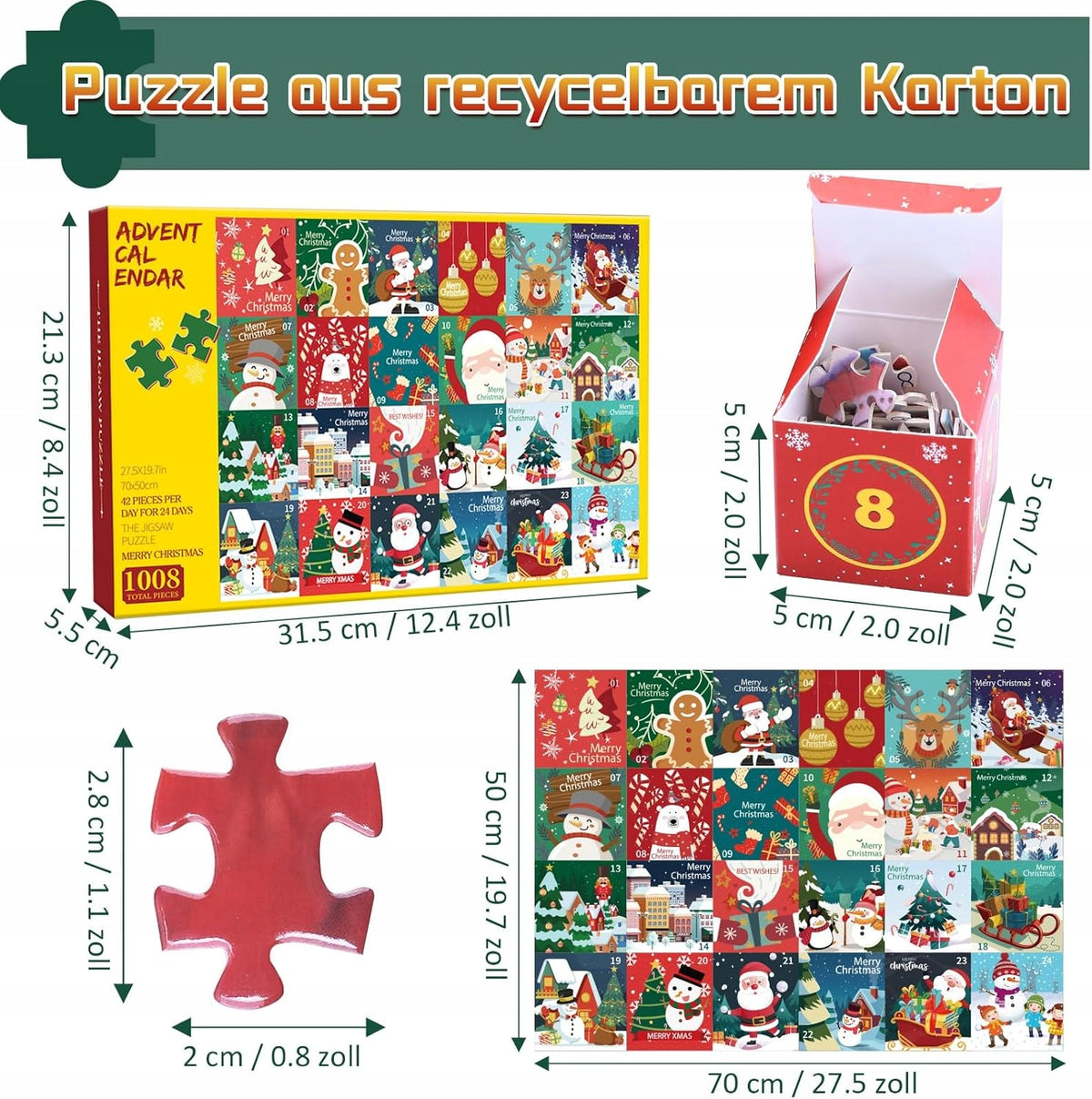 Advent Calendar Puzzle Christmas Puzzle 1008 Pcs Brand no brand