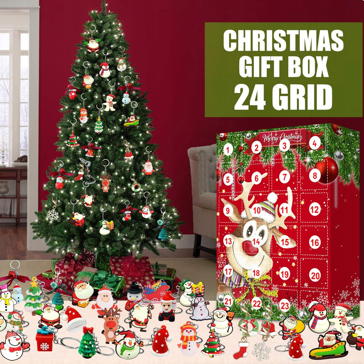 Advent Calendar Standing Christmas Tree with Jewelry 24 Days