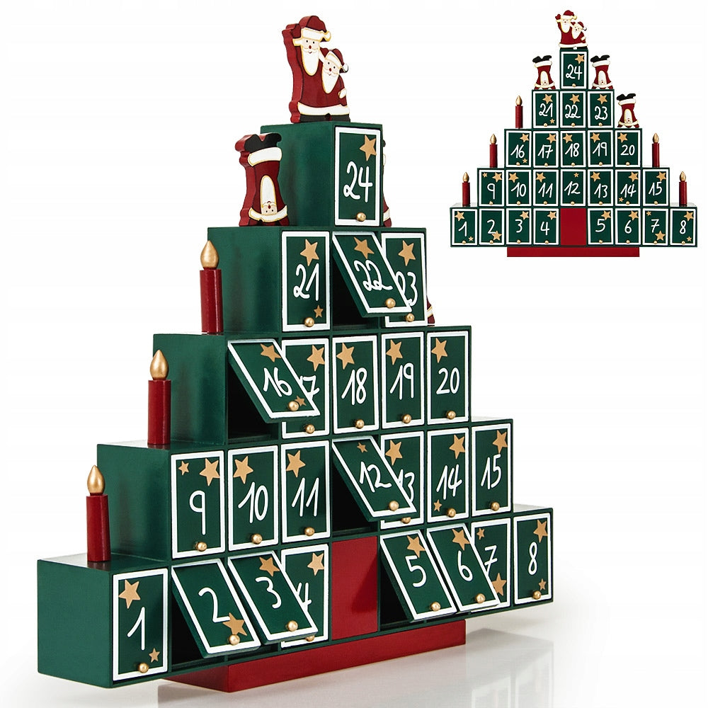 Advent Calendar Wooden Christmas Tree to Complete Standing