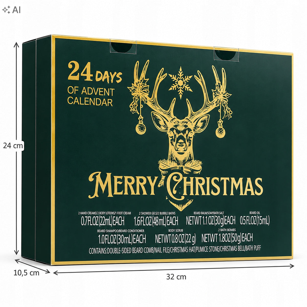 Advent Calendar for Men with Cosmetics Beard Care Set Brand Loftek