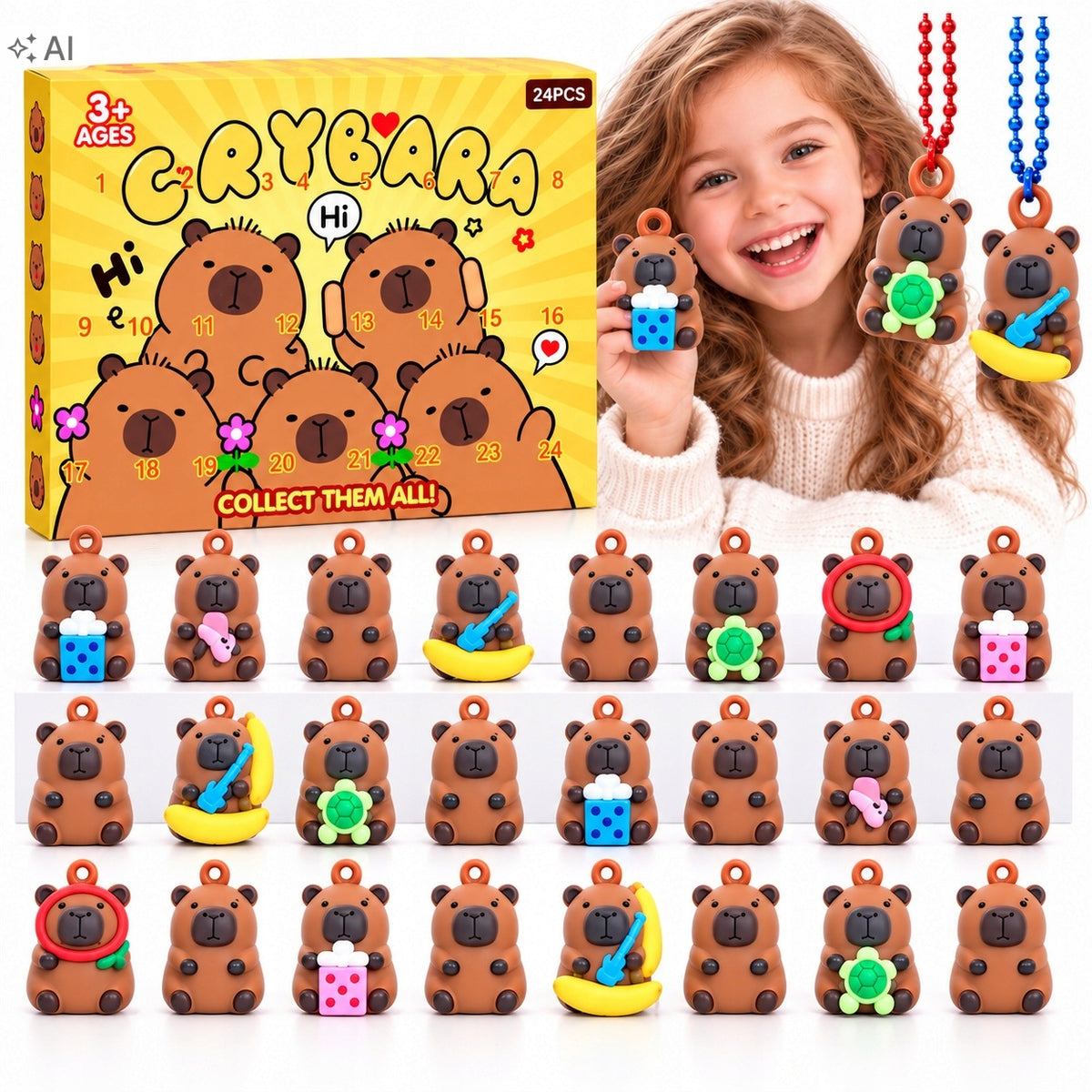 Advent Calendar for children KAPIBARA keychains figurine pendants 24 days